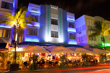 The Park Central on Ocean Drive, Miami Beach, at night